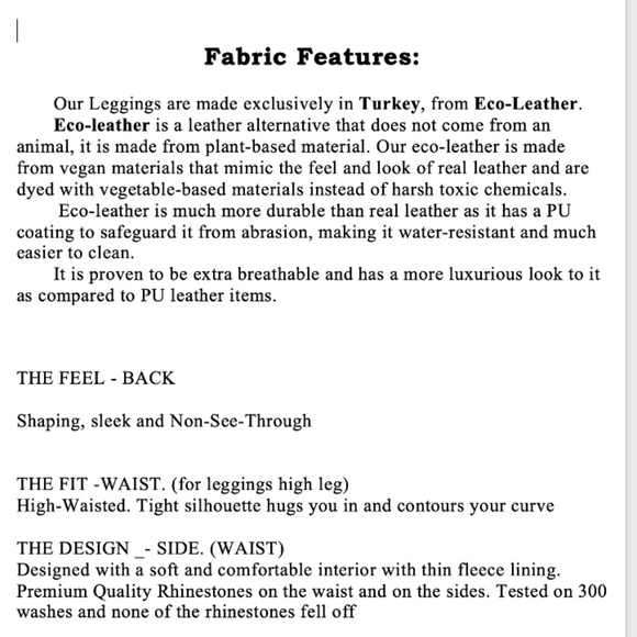 New High Rise Eco Leather Leggings,Turkish Leather Pants, Rhinestone Leggings - Picture 9 of 10